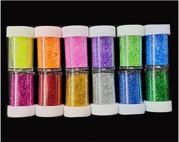 My Store GLITTERS 12 IN 1 COL GLITTER POWDER DABI SET