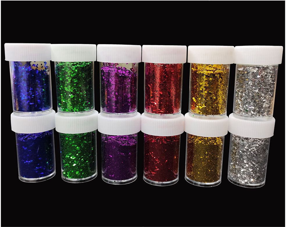 My Store GLITTERS 12 IN 1 6 COL BIG PARTICAL GLITTER POWDER