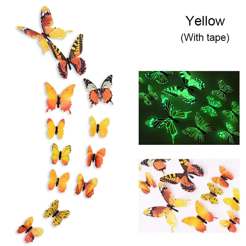 Crafteria Yellow Glow In Dark 3D Butterfly Stickers