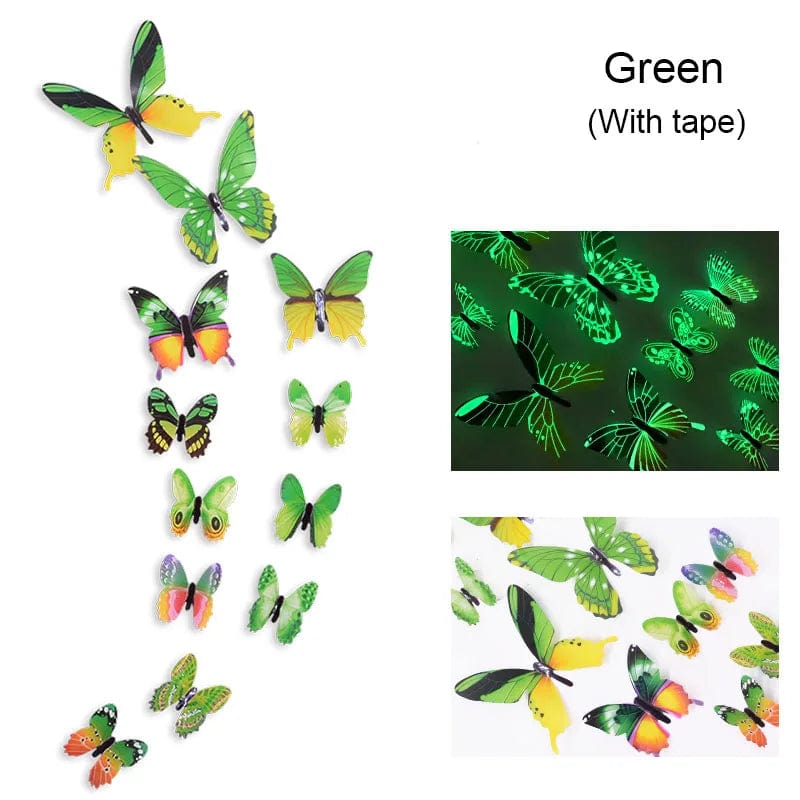 Crafteria Green Glow In Dark 3D Butterfly Stickers