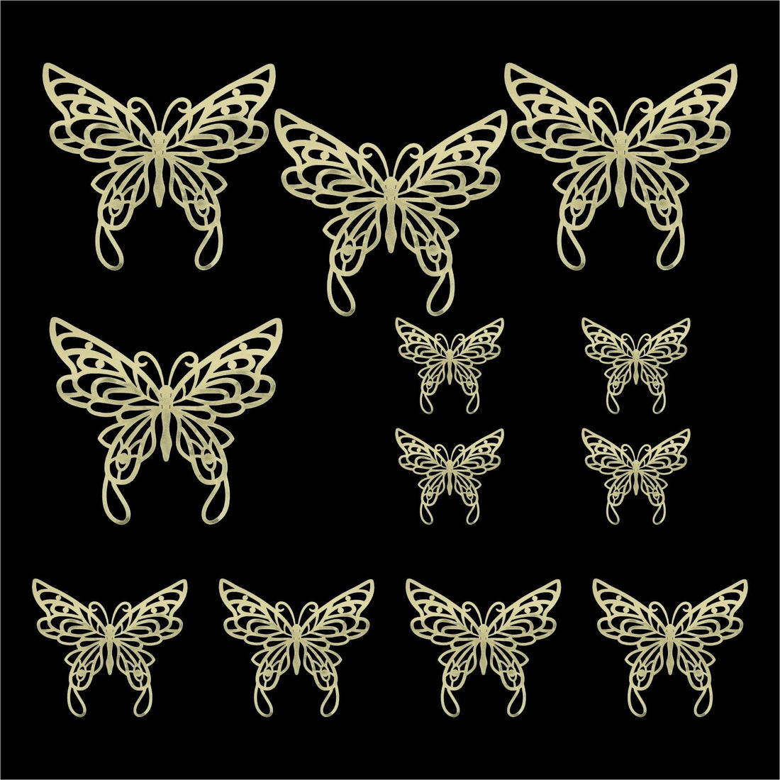 Crafteria Gold 3D Metallic Butterflies Decoration D09