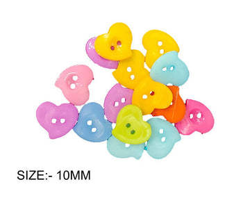 Crafteria 10MM BALLON HEART COLOURFUL BUTTON