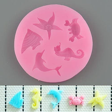 My Store Silicon Mould 5 CAVITY BEACH THEME SEA ANIMAL MOULD
