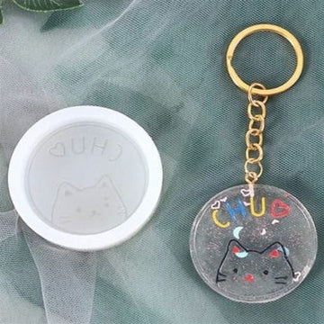 My Store Silicon Mould CHU CAT FIGURE ROUND SHAPE KEYCHAIN MOULD