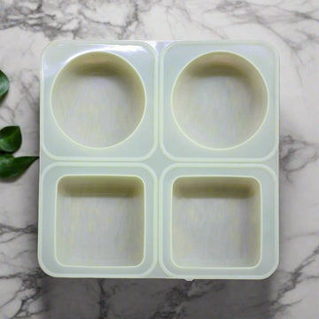 4 Cavity 2Round + 2Square 125gms silicon soap mould