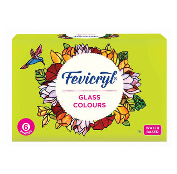 Crafteria Fevicryl Glass Colours-75ml 6 Colour X 10ml & 1 Black Outliner of 15ml