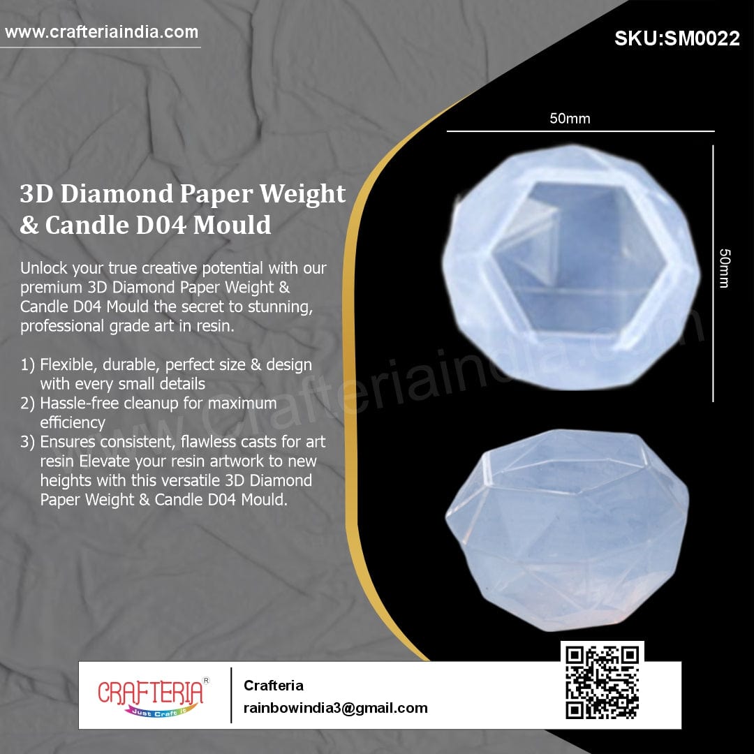 My Store Silicon Mould 3D Diamond Paper Weight & Candle D04 Mould