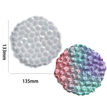 My Store Silicon Mould Round Agate Mosaic Texture Coaster Mould Des No : 3