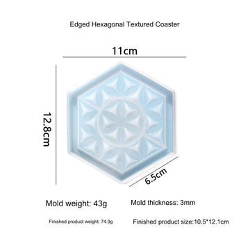 My Store Silicon Mould Hexagon Textured Coaster With Boundry Mould