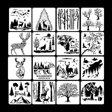 Crafteria 16 In 1 Forest Stencil Set