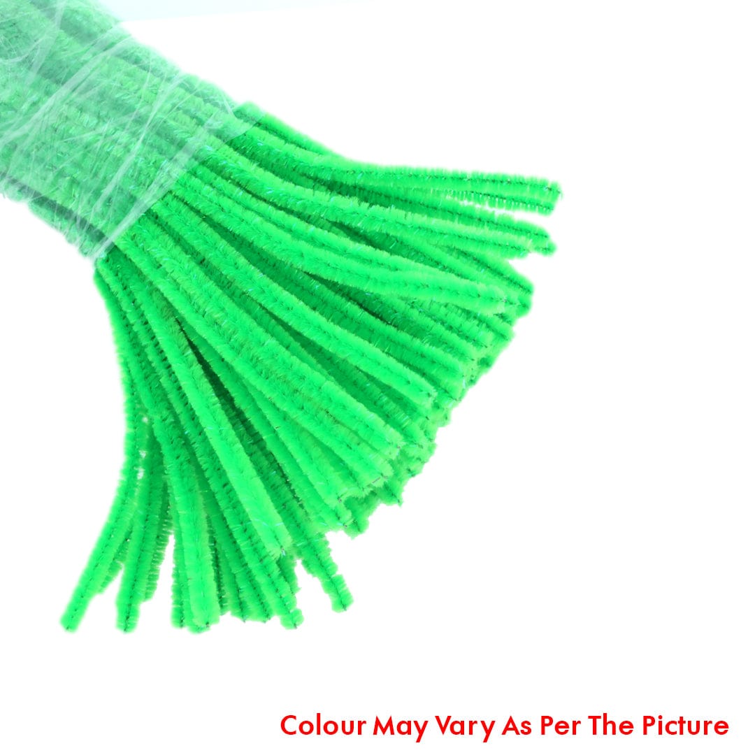Crafteria Neon Green Shimmer Pipe Cleaner (100Pcs Approx.)