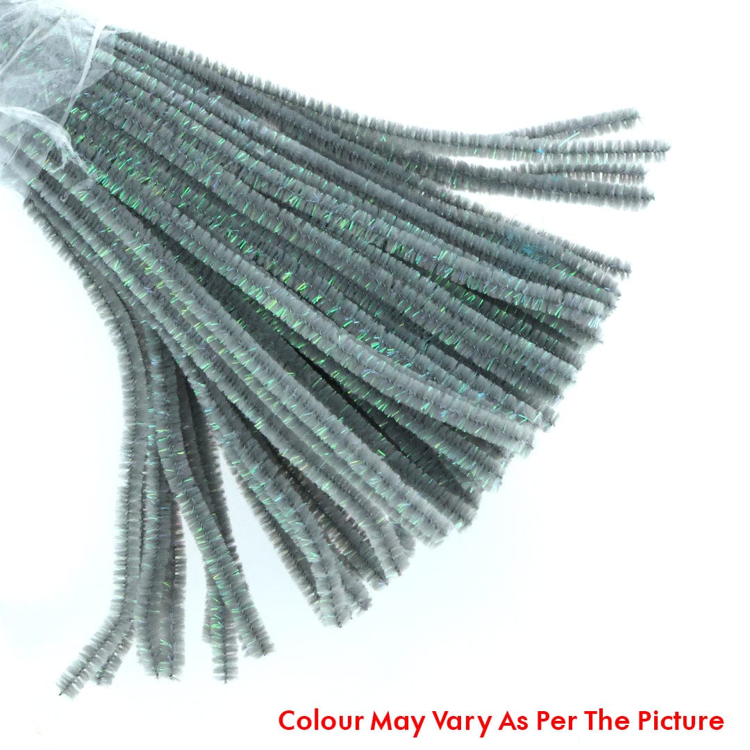 Crafteria Dark Grey Shimmer Pipe Cleaner (100Pcs Approx.)