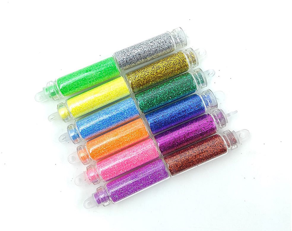 My Store GLITTERS 12 IN 1 COL GLITTER POWDER MESSAGE BOTTLE SET