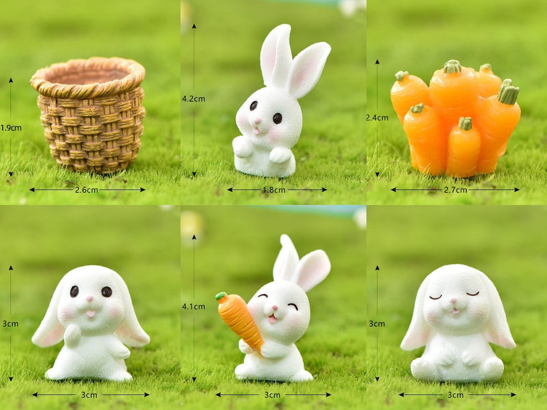 Crafteria 6Pcs Rabbit and Carrot Fairy Garden Kit miniature