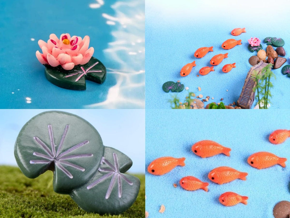 Crafteria 4Pcs Fish & Pond Miniature
