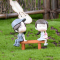 Crafteria A Romantic Couple Sitting On a Small Bench Miniature