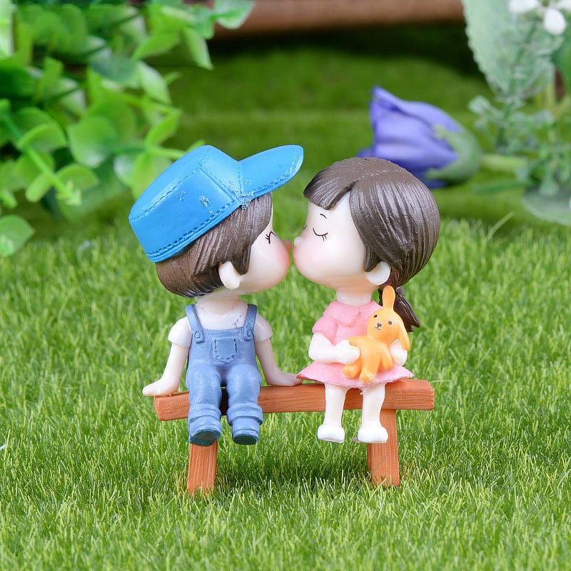 Crafteria A Romantic Couple Sitting On a Small Bench Miniature