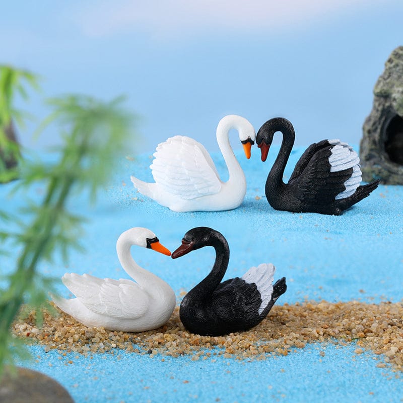 Crafteria 4Pcs Black & White Swan Miniature
