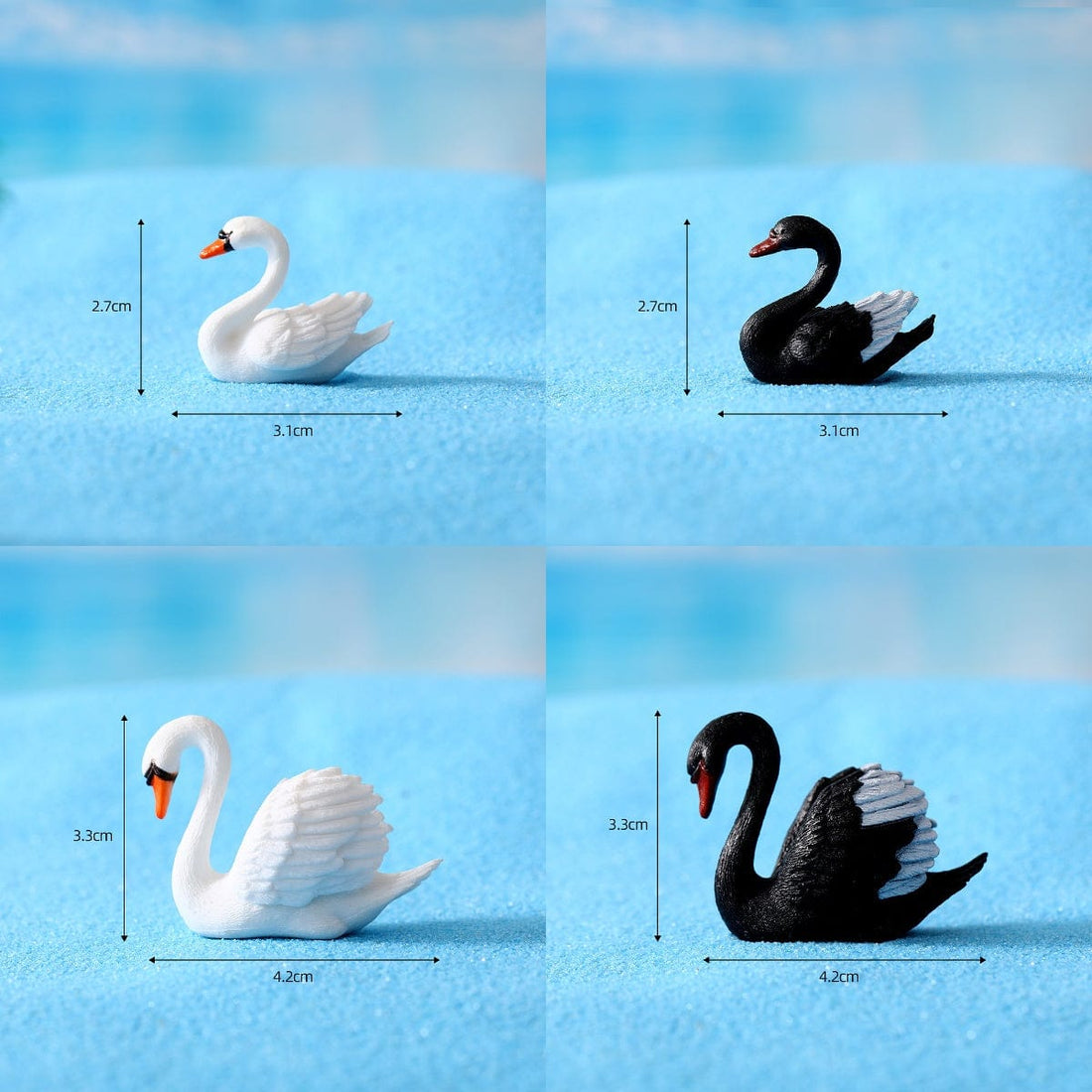 Crafteria 4Pcs Black & White Swan Miniature