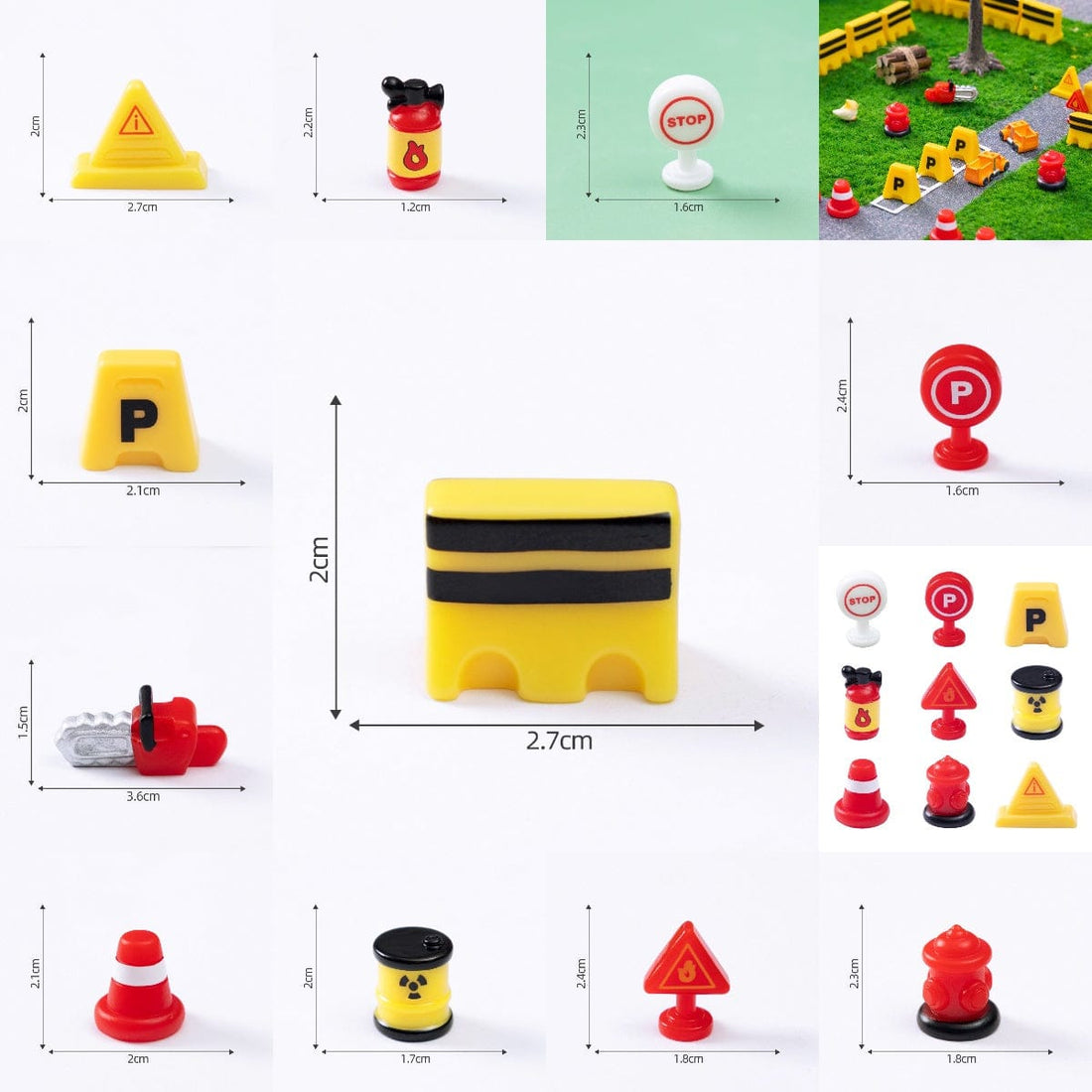 Crafteria 11Pcs Road Safety Signs Miniature