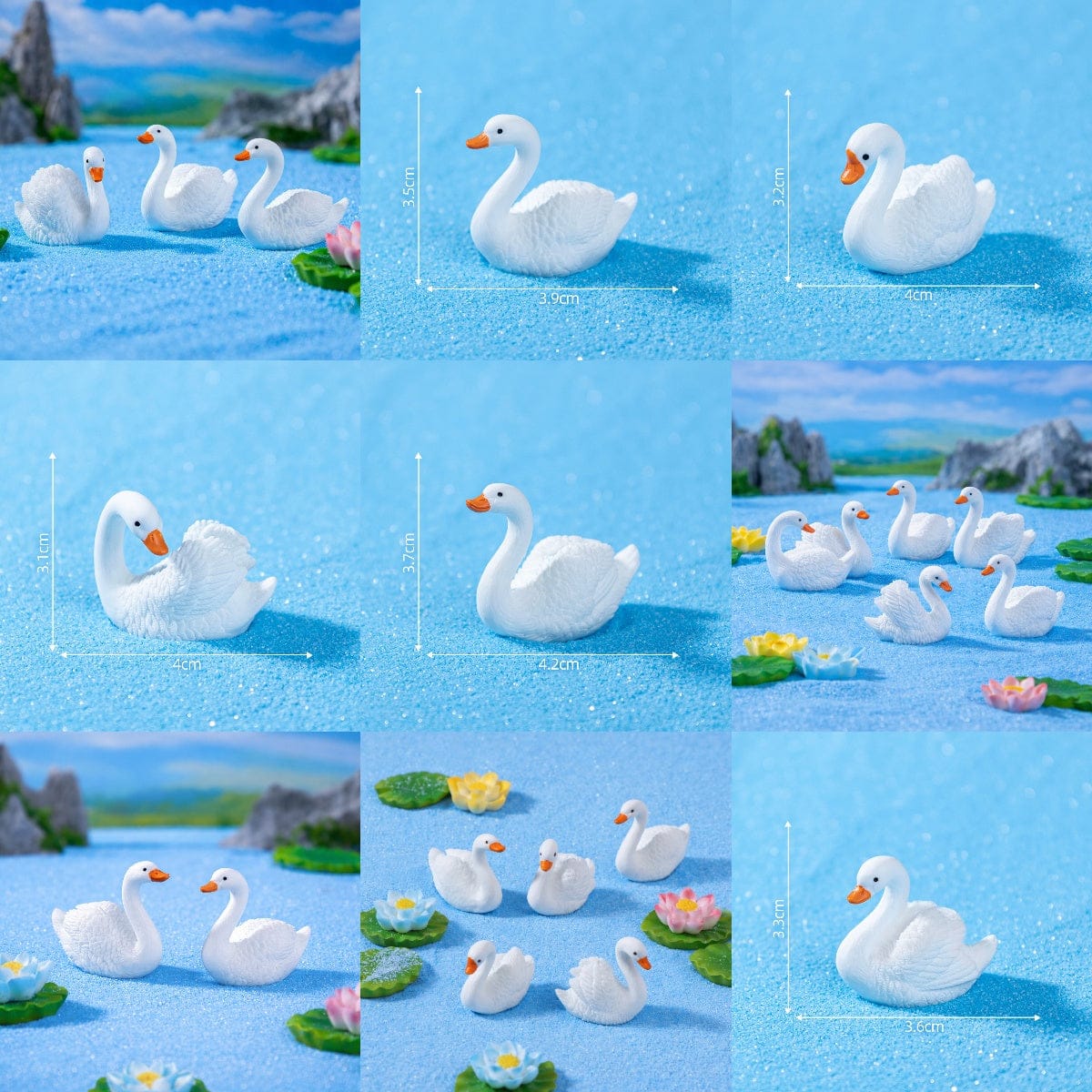 Crafteria 5Pcs White Swan Miniature