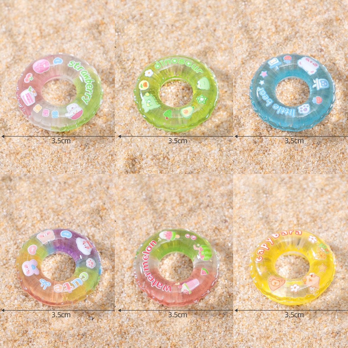 Crafteria 6Pcs Cartoon Theme Swimming Ring Miniature
