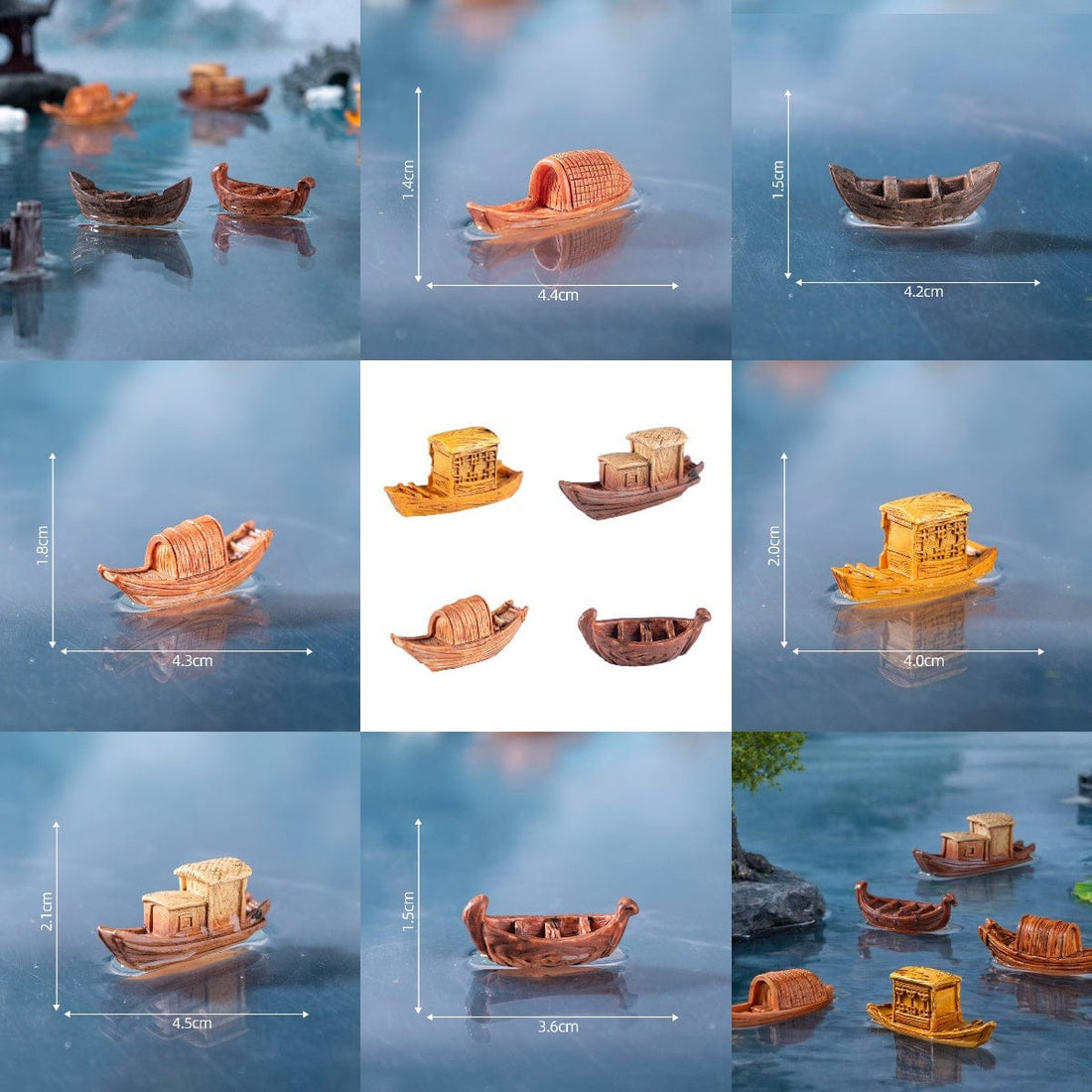 Crafteria 6Pcs Wooden Boat Collection Miniature