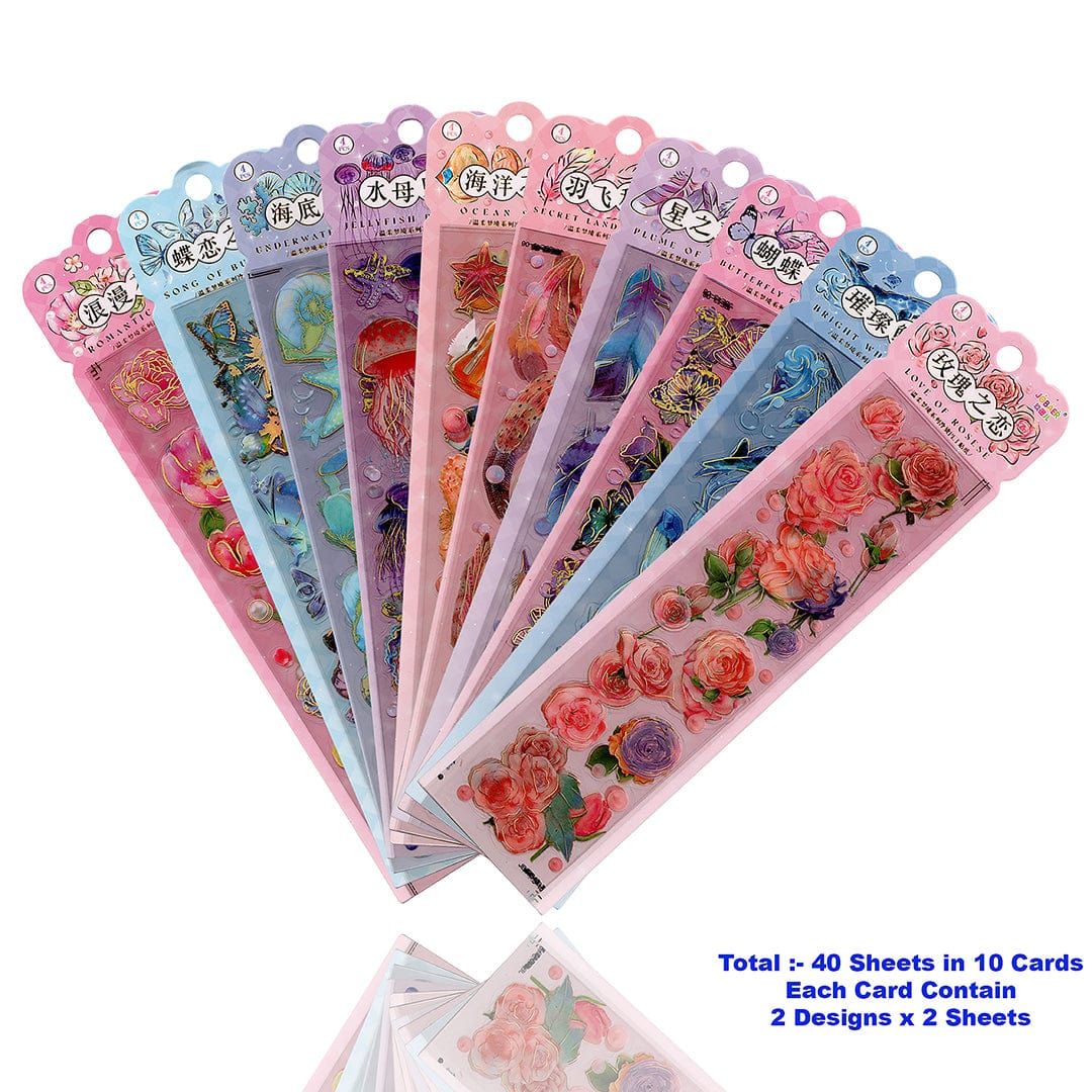 My Store Ocean & Flower Theme PET sticker cards