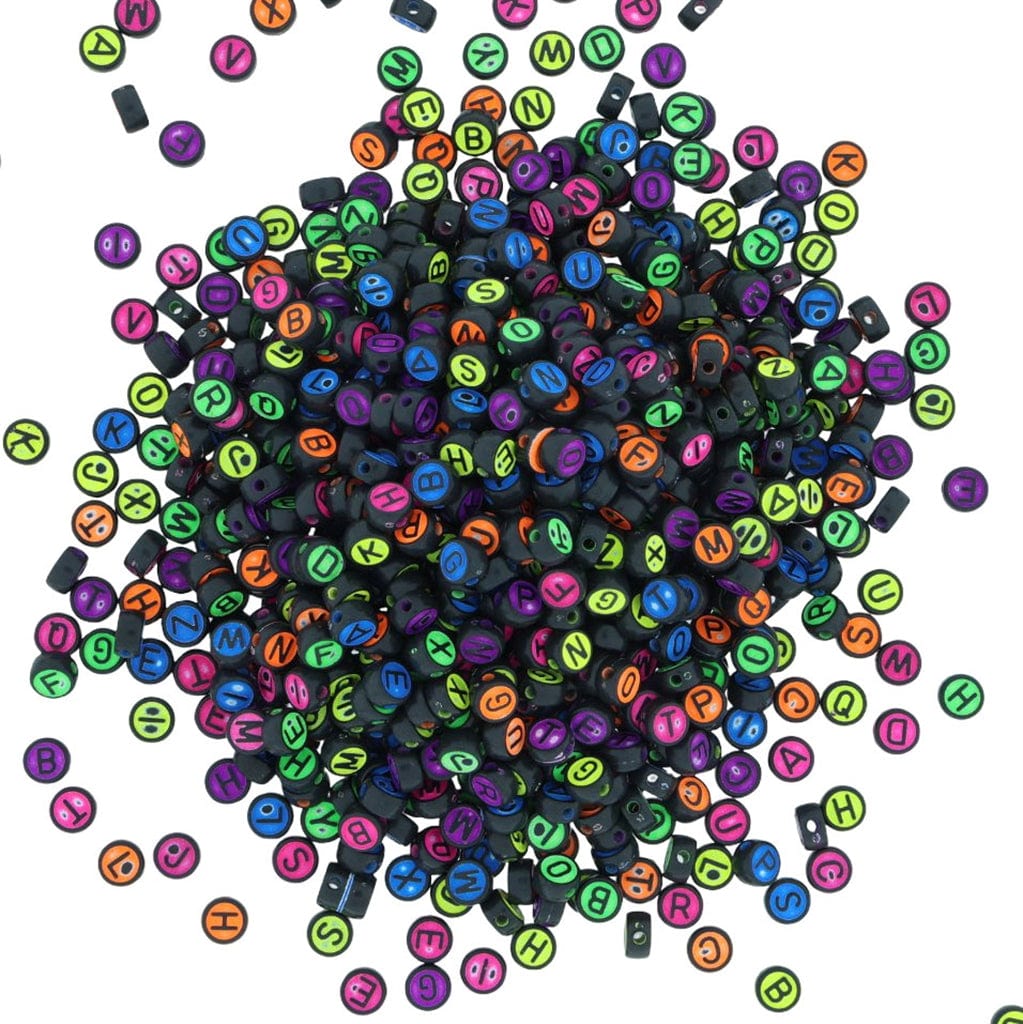 My Store BEADS Idly Abcd Alphabet Beads (Blk+Col)