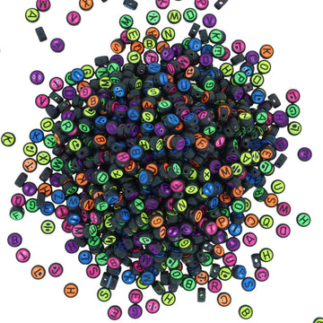 My Store BEADS Idly Abcd Alphabet Beads (Blk+Col)