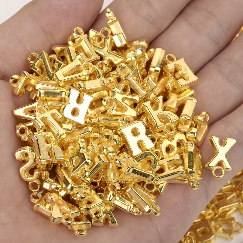 My Store BEADS Gold Letters Beads Alphabet ABS Pandent Beads