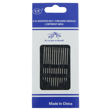 Crafteria Top Slotted  6/12 Assorted Self Threading Needles (3 Different Sizes)