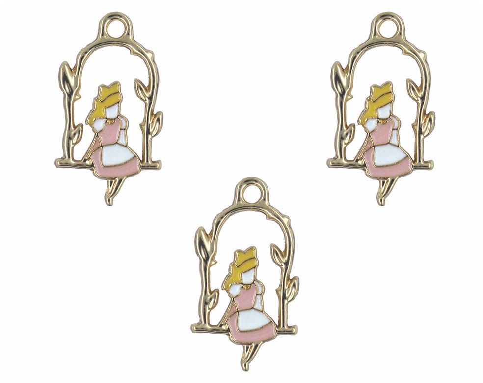 my store CHARMS GIRL SEATING ON SWING ENAMEL PENDANT CHARMS