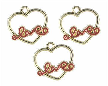 my store CHARMS HEART DESIGN LOVE TEXT ENAMEL PENDANT CHARMS