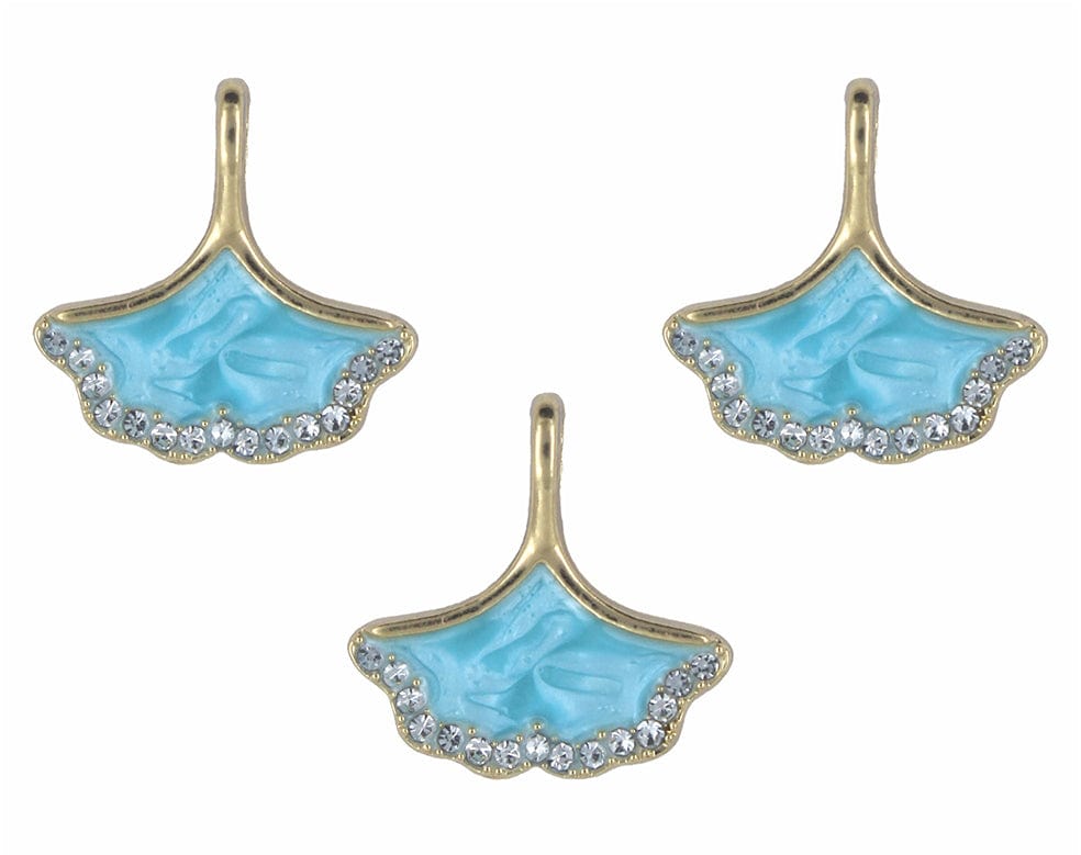 my store CHARMS BLUE GINKGO LEAF ENAMEL PENDANT CHARMS