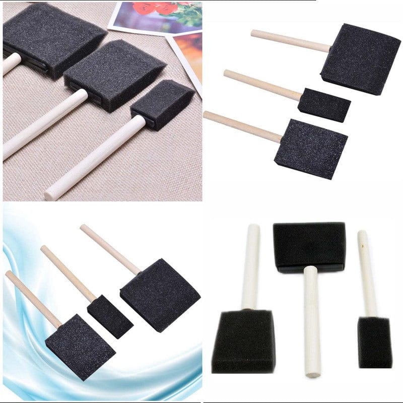 My Store PAINTING BRUSH 3 PC SPONGE BRUSH WOODEN HANDLE