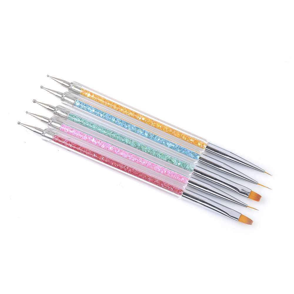 Crafteria 5Pcs Nail Art Brushes, I Side Dotting And 1 Side Liner Brush.