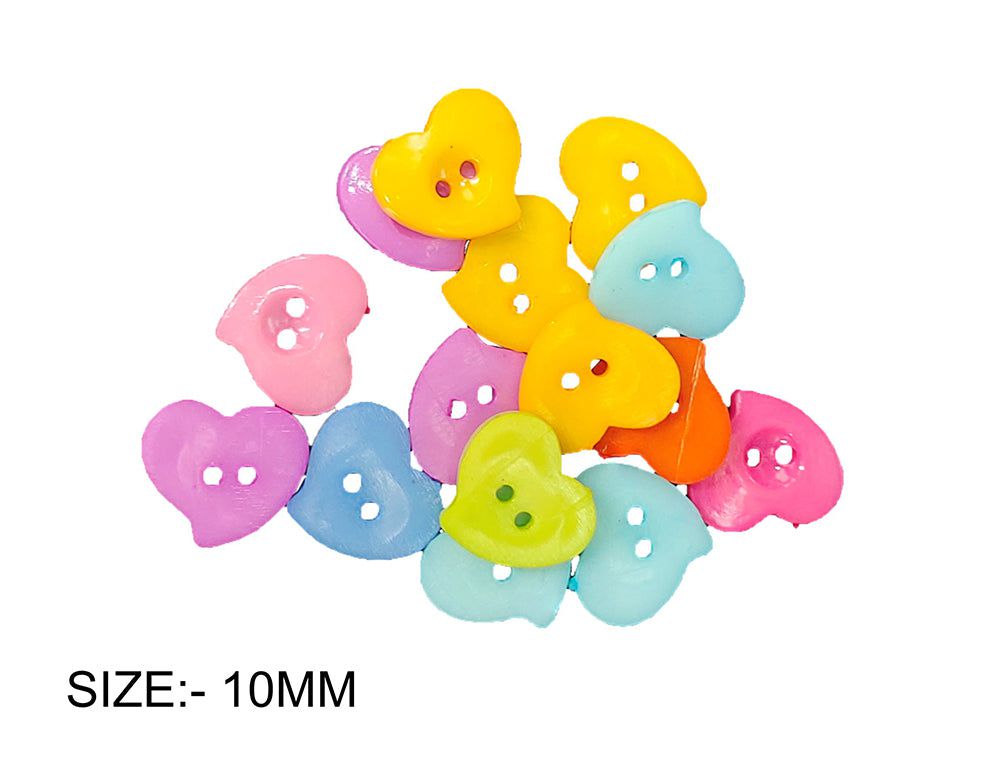 Crafteria 10MM BALLON HEART COLOURFUL BUTTON