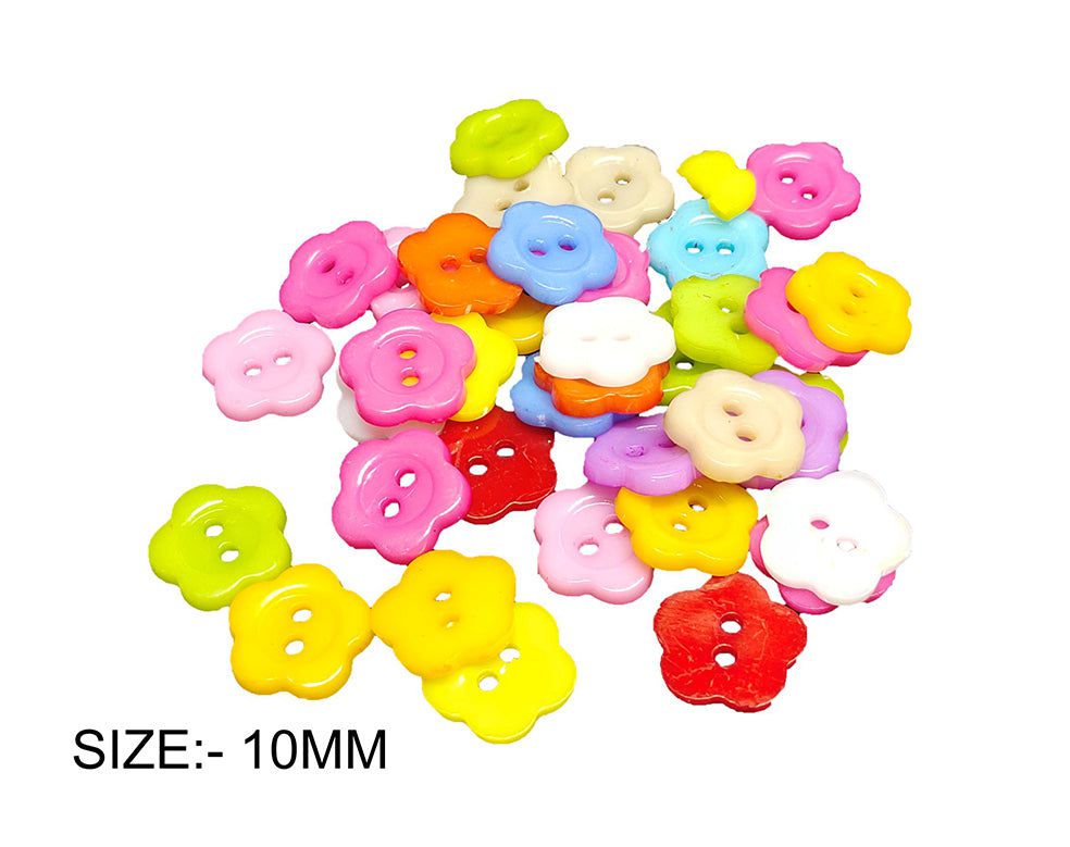 Crafteria 10MM 5 PETAL FLOWER COLOURFUL BUTTON