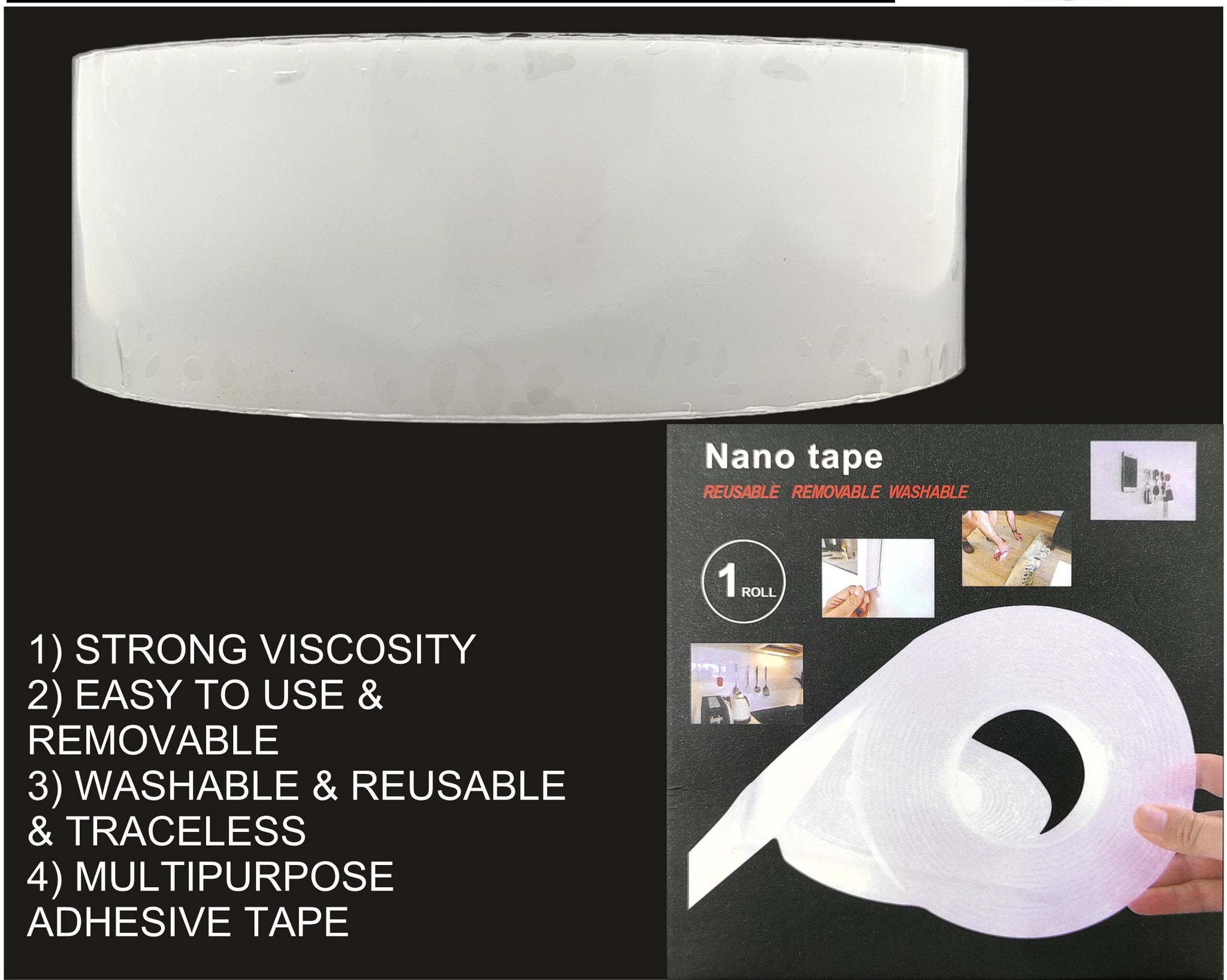 Dual Side Transparent Nano Tape