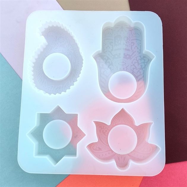 My Store Silicon Mould 4 IN 1 MANDALA T-LIGHT HOLDER MOULD