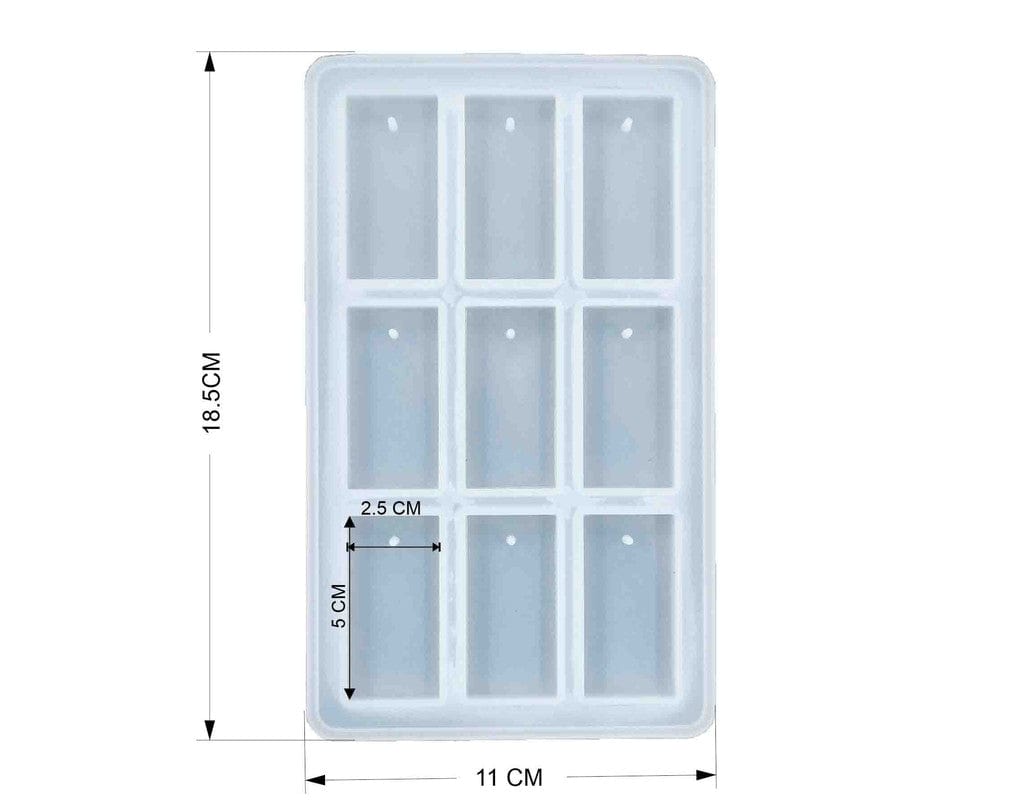 My Store Silicon Mould 9 CAVITY RECTANGLE PANDENT MOULD