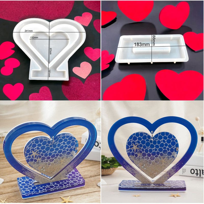 My Store Silicon Mould 2 IN 1 HEART CANTER HANGING SHAPED PHOTO FRAME MOULD