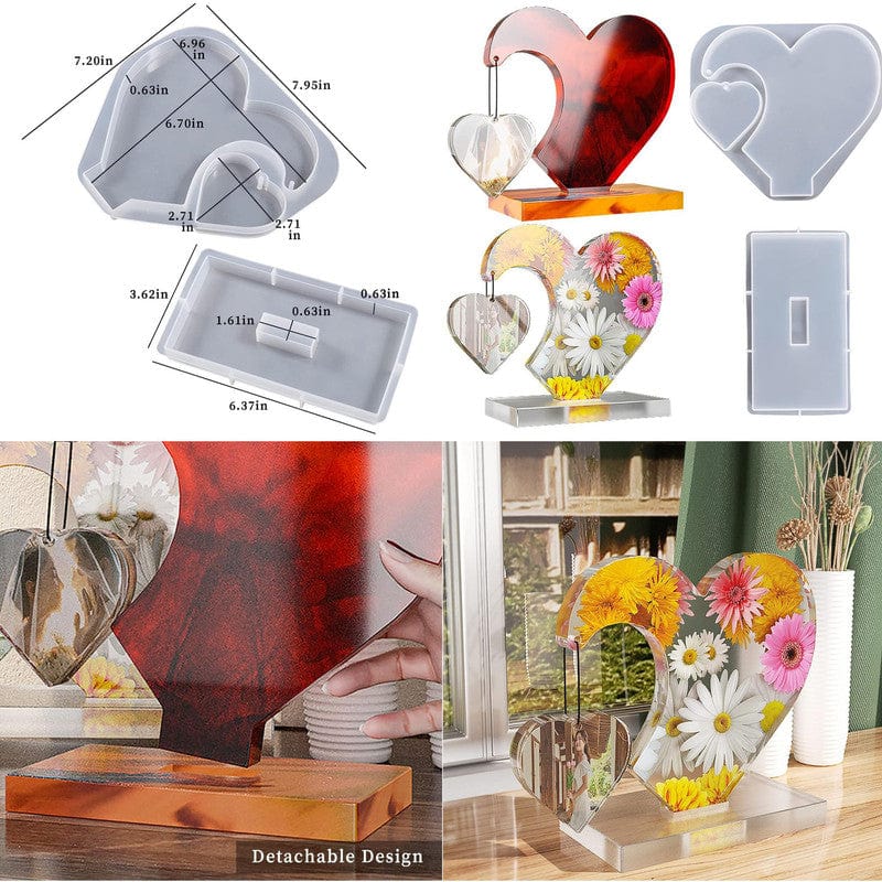 My Store Silicon Mould 2 IN 1 HEART SIDE HANGING SHAPED PHOTO FRAME MOULD