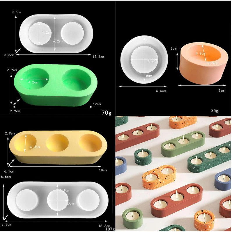 My Store Silicon Mould 1/2/3 ROUND TEA LIGHT HOLDER MOULD