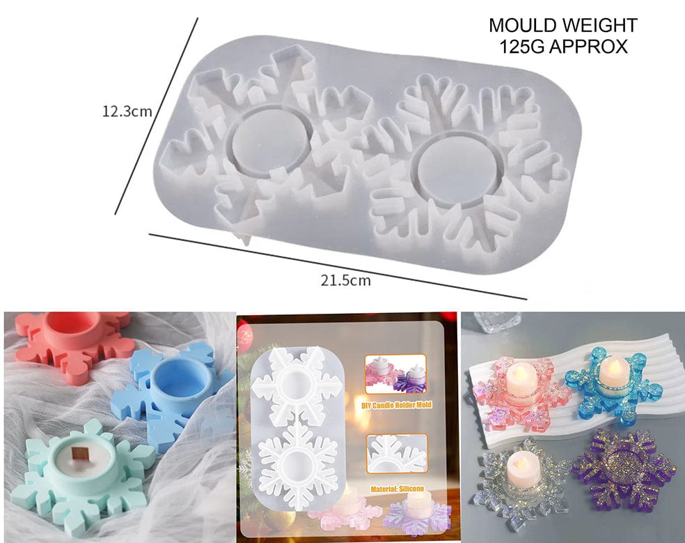 My Store Silicon Mould 2 CAVITY  SNOWFLAKES T-LIGHT HOLDER MOULD