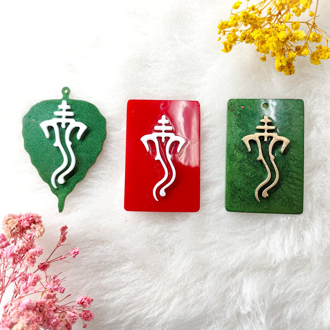 Crafteria Silicon Mould 4 Cavity Leaf Ganpatiji (Ganesh) Keychain Mould