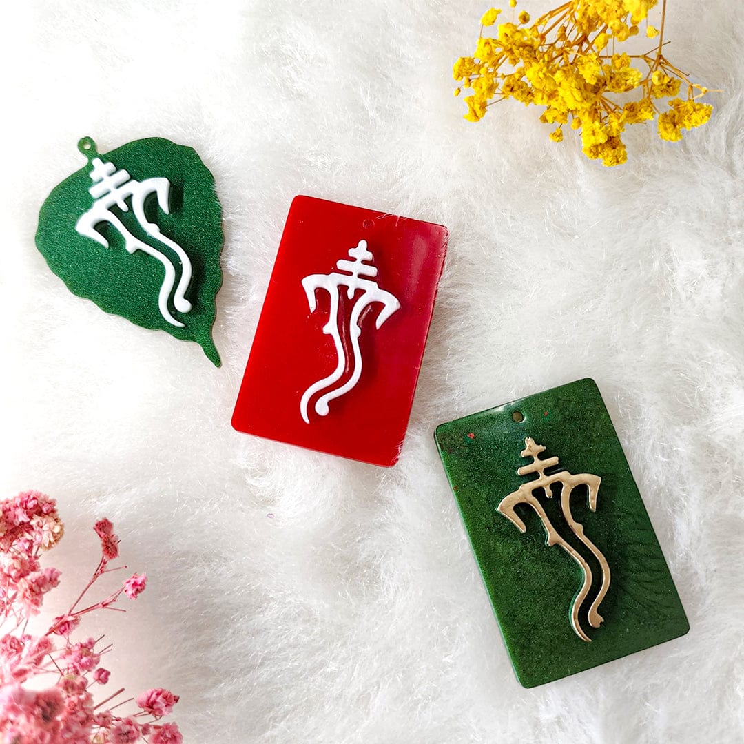 Crafteria Silicon Mould 4 Cavity Leaf Ganpatiji (Ganesh) Keychain Mould