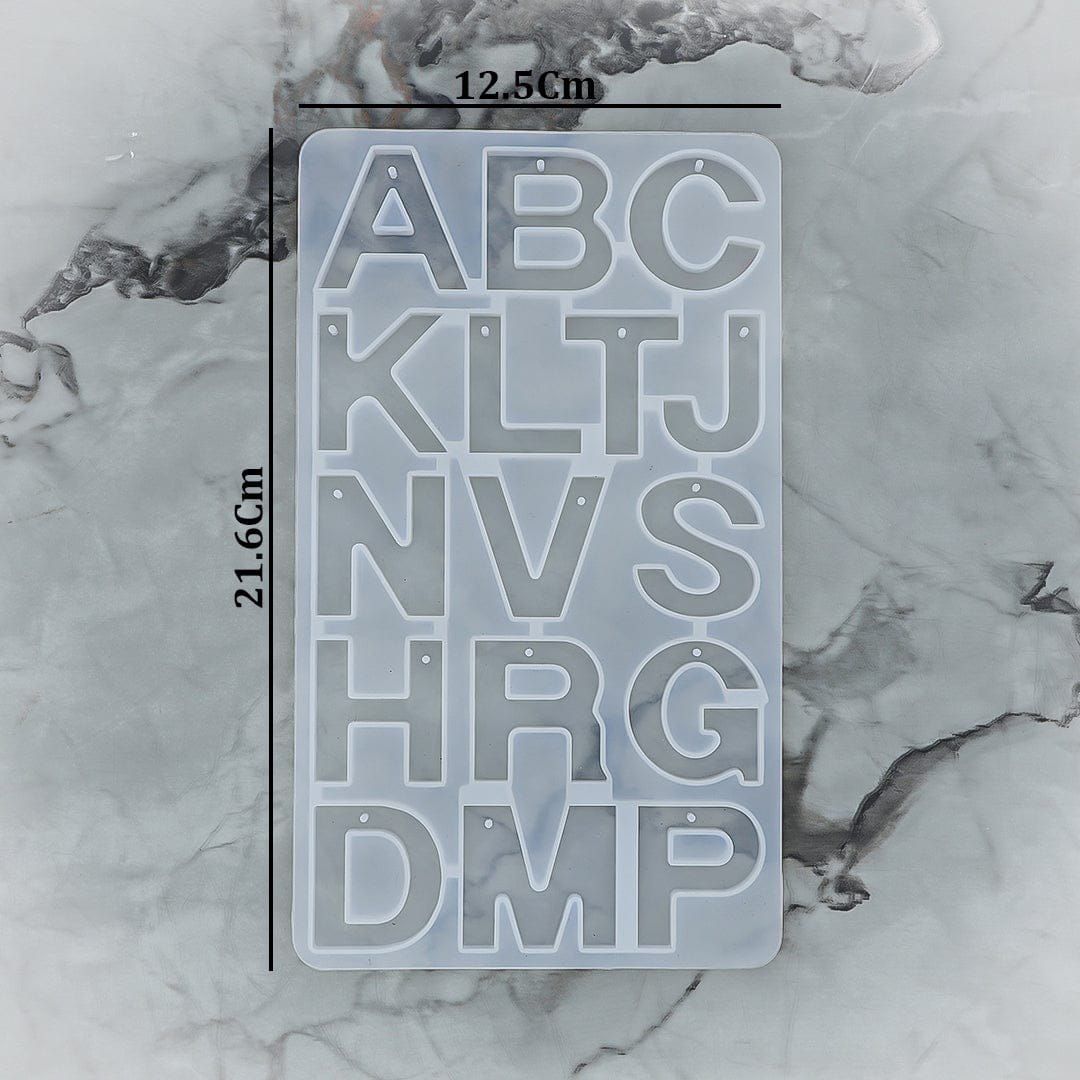 Crafteria SILICON MOULD 16 Cavity Front Pouring Alphabet With Hole Mould