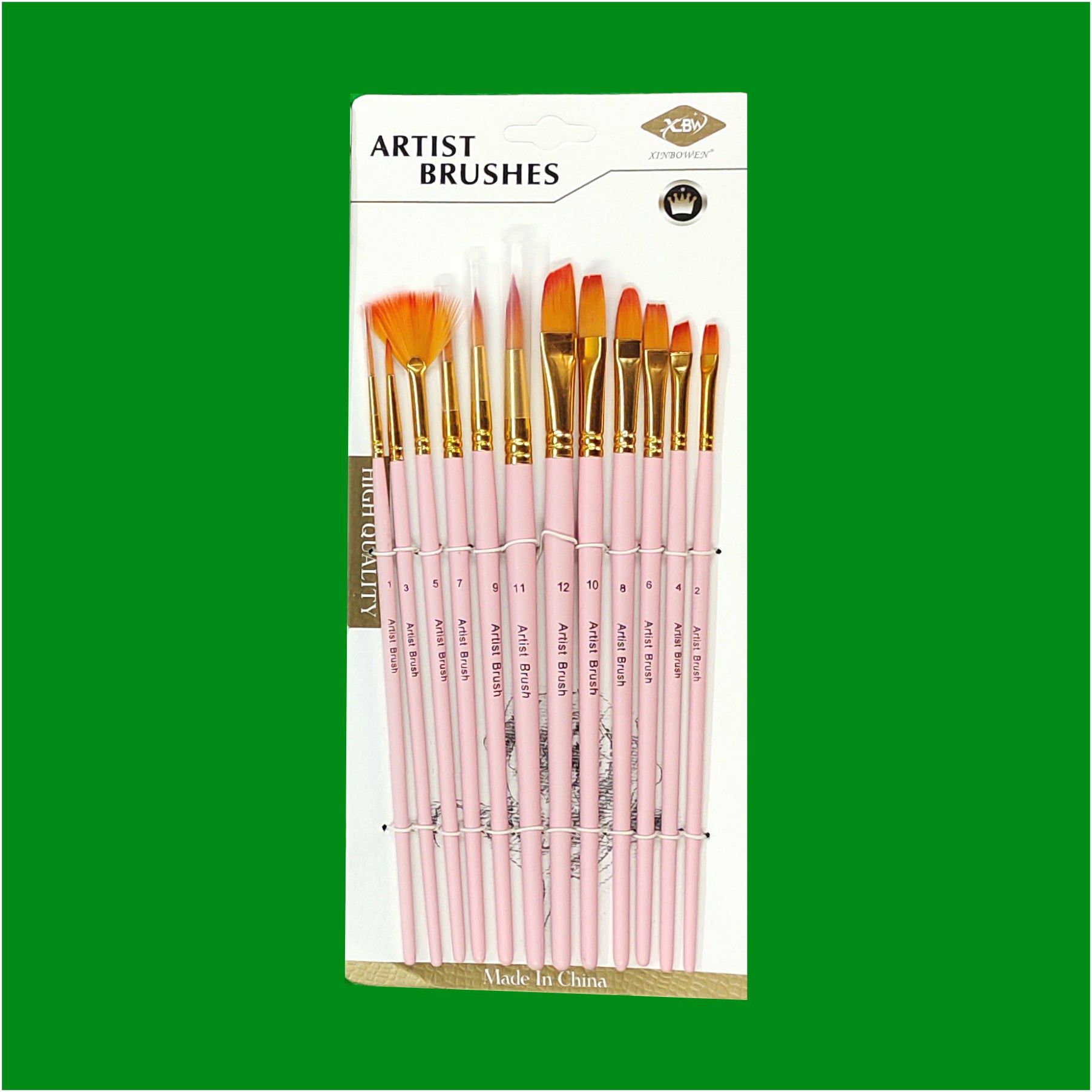 Crafteria D03 12 PC MIX BRUSH SET PASTEL COLOURS